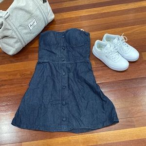 The cutest strapless lightweight denim dress by Guess